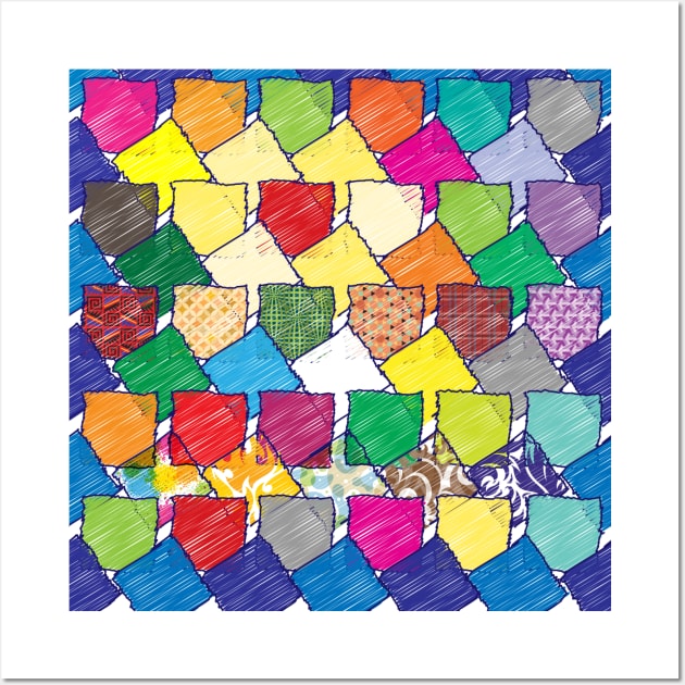 Colorful Pattern Squares Wall Art by dblaiya